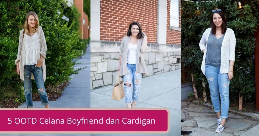 Gambar OOTD Celana Boyfriend dan Cardigan