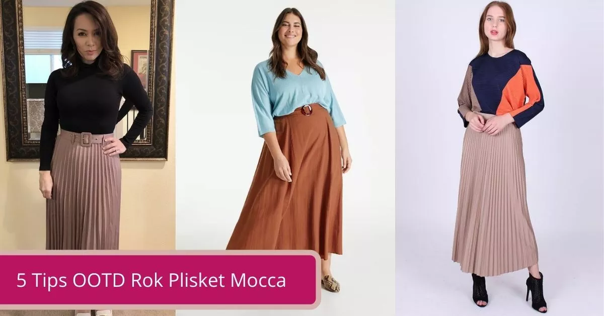 Gambar OOTD Rok Plisket Mocca