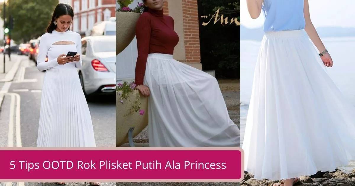 Gambar OOTD Rok Plisket Putih