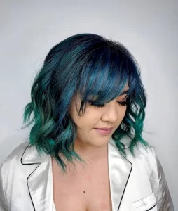 Aqua Ombre ombre rambut pendek sebahu warna biru