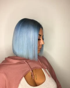 Blue Pastel ombre rambut pendek sebahu warna biru