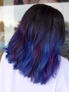 Mini Wavy ombre rambut pendek sebahu warna biru