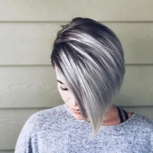 A Line Bob With Silver Highlights