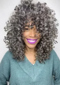 Ash Grey in a Curly Hair