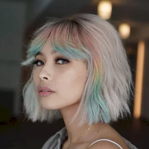 Rainbow Bangs Warna Rambut yang Bagus untuk Rambut Pendek