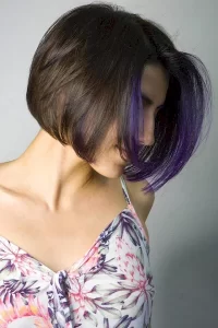 Short Feathered Bob with Purple Touch