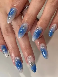 Blue Jelly Nails Nail Art Biru