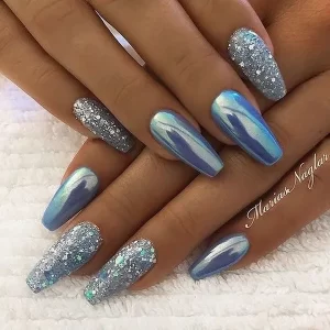 Blue Metallic Nails