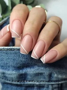 Clean Lines Nude Nail Art
