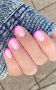 Colour French Tips nail art simple 2 warna