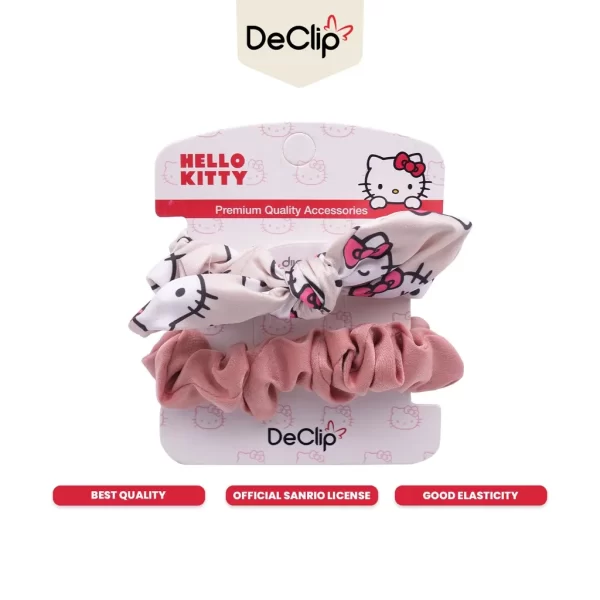 DeClip Scrunchie Satin Kelinci Set Motif Hello Kitty