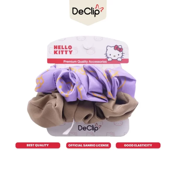 DeClip Scrunchie Satin Set Motif Hello Kitty Line Art 1