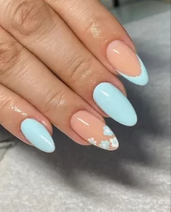 Light Blue Flowers Nails Nail Art Biru
