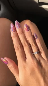 Pink Holographic Pink Nail Art