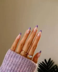 Purple Glitter Tips Nail Art Ungu