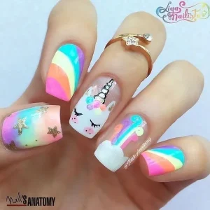 Rainbow Unicorn Nails Nail Art Unicorn