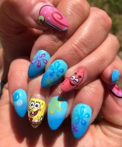 Spongebob Nails Nail Art Karakter