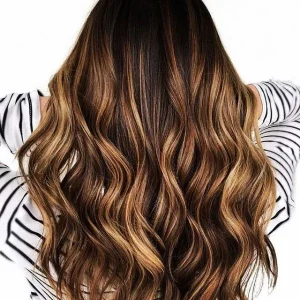 Golden brown balayage inspirasi warna rambut brunette